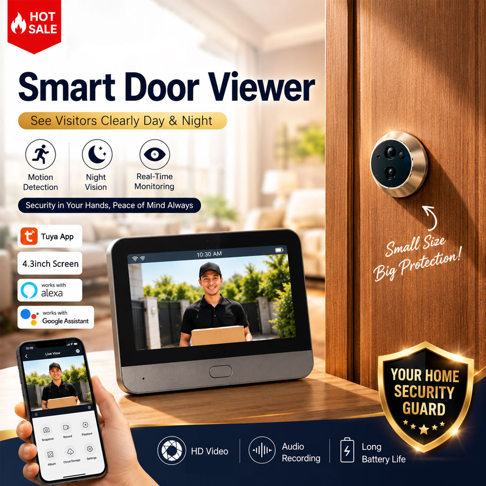 Smart Home Video Doorbell Enhanced Security With Smart Doorbell - Tuya Smart 5MP deurcamera met kijkgaatje,