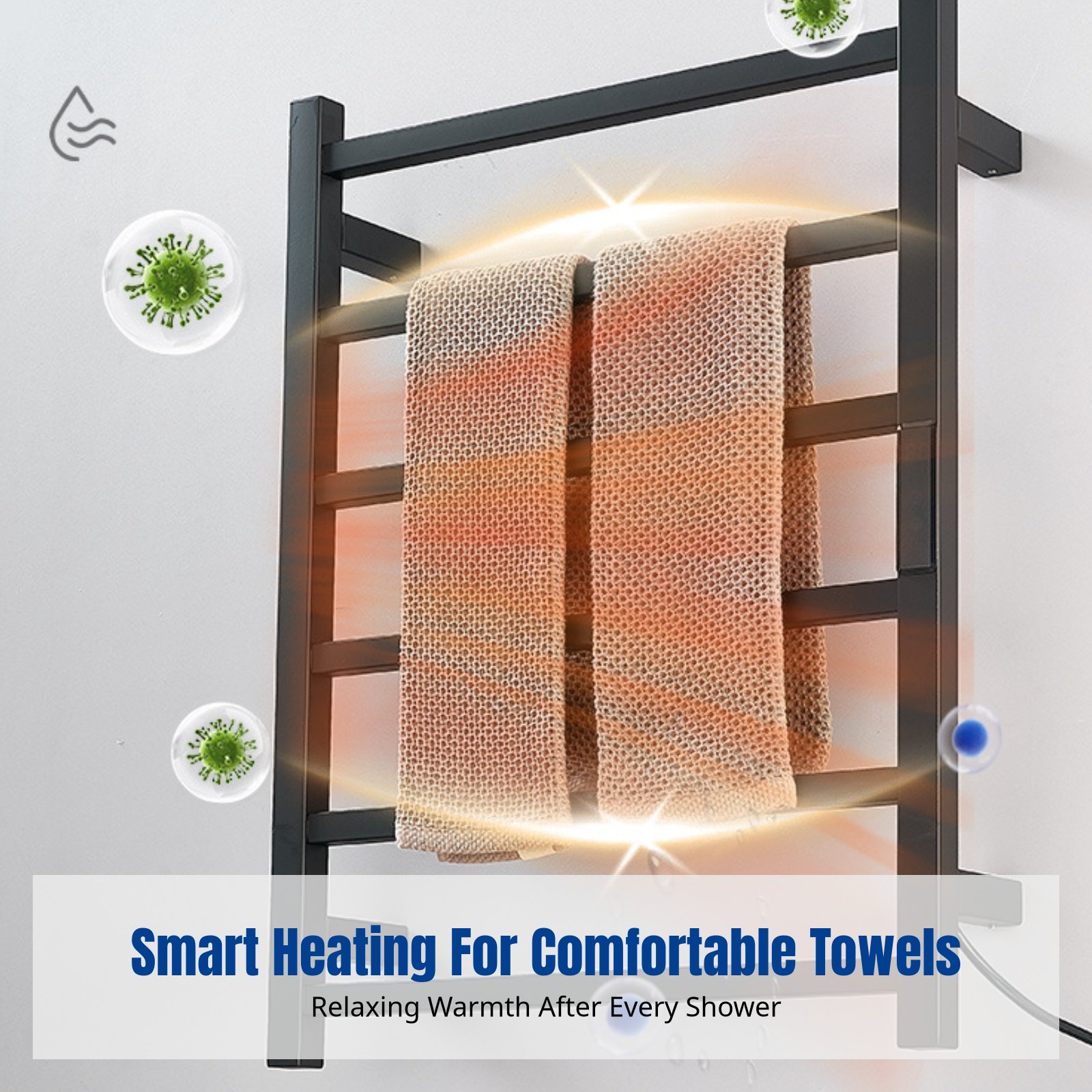Smart Home - Slim elektrisch handdoekenrek, verwarmde handdoekverwarmer, roestvrij