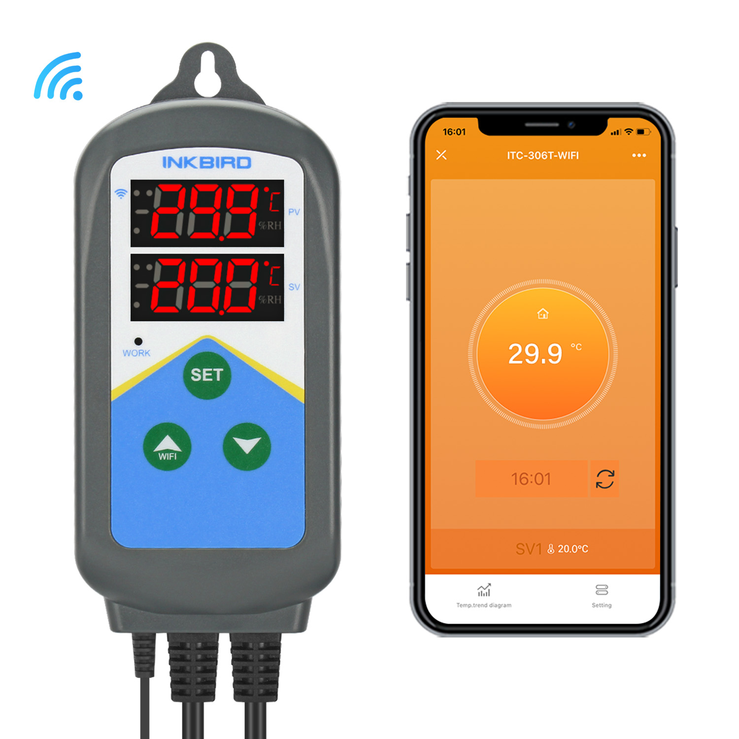 Wifi Thermostat - Inkbird Wifi Thermoregulator ITC-306T-WIFI 24-Uur-Cyclus Timer