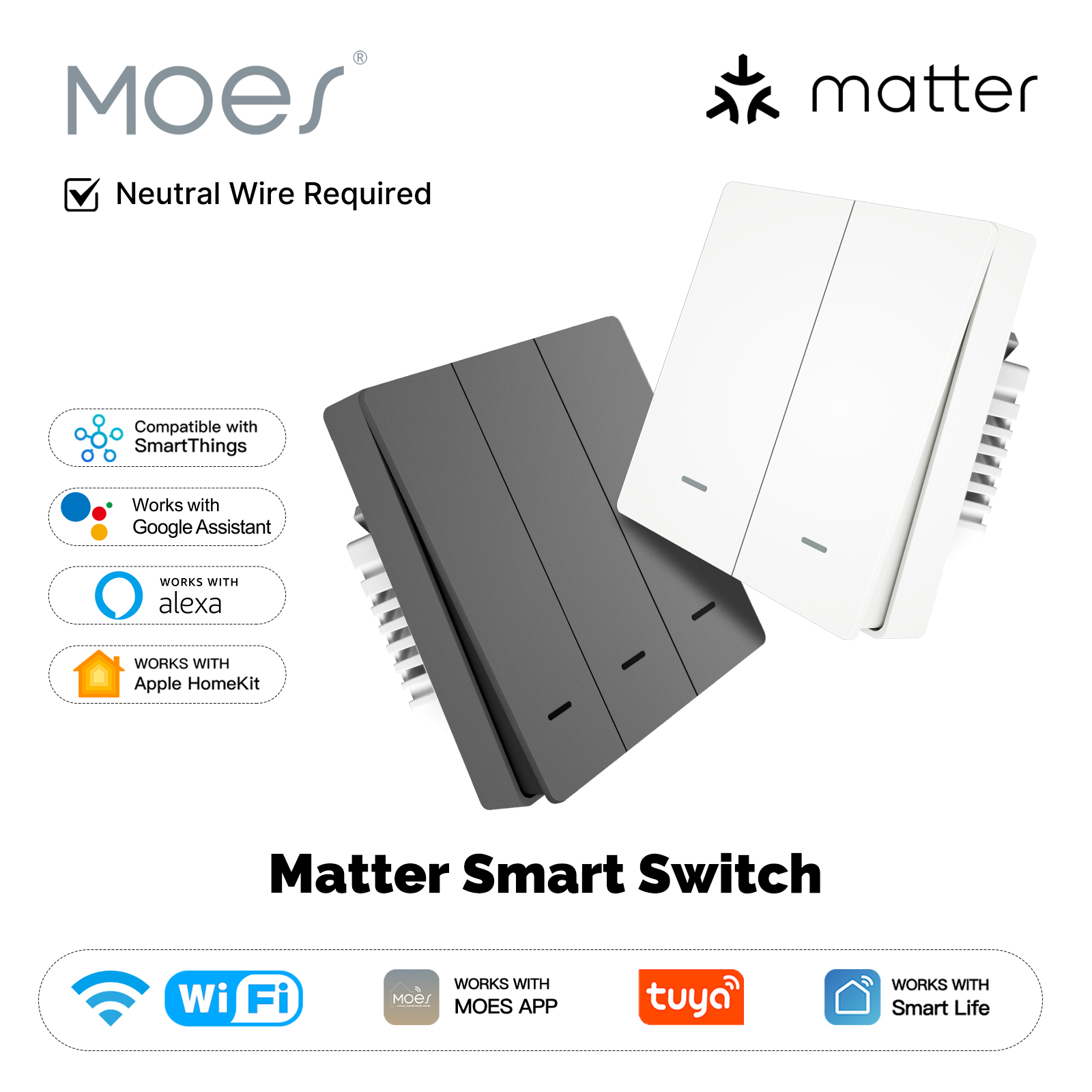 Smart Home Appliances - MOES Matter Tuya WiFi Smart Light-knopschakelaar