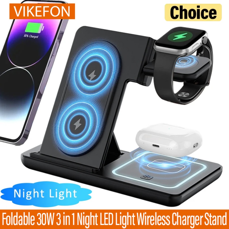 Smart Night Light - 3-in-1 opvouwbare nacht LED-licht draadloze opladerstandaard