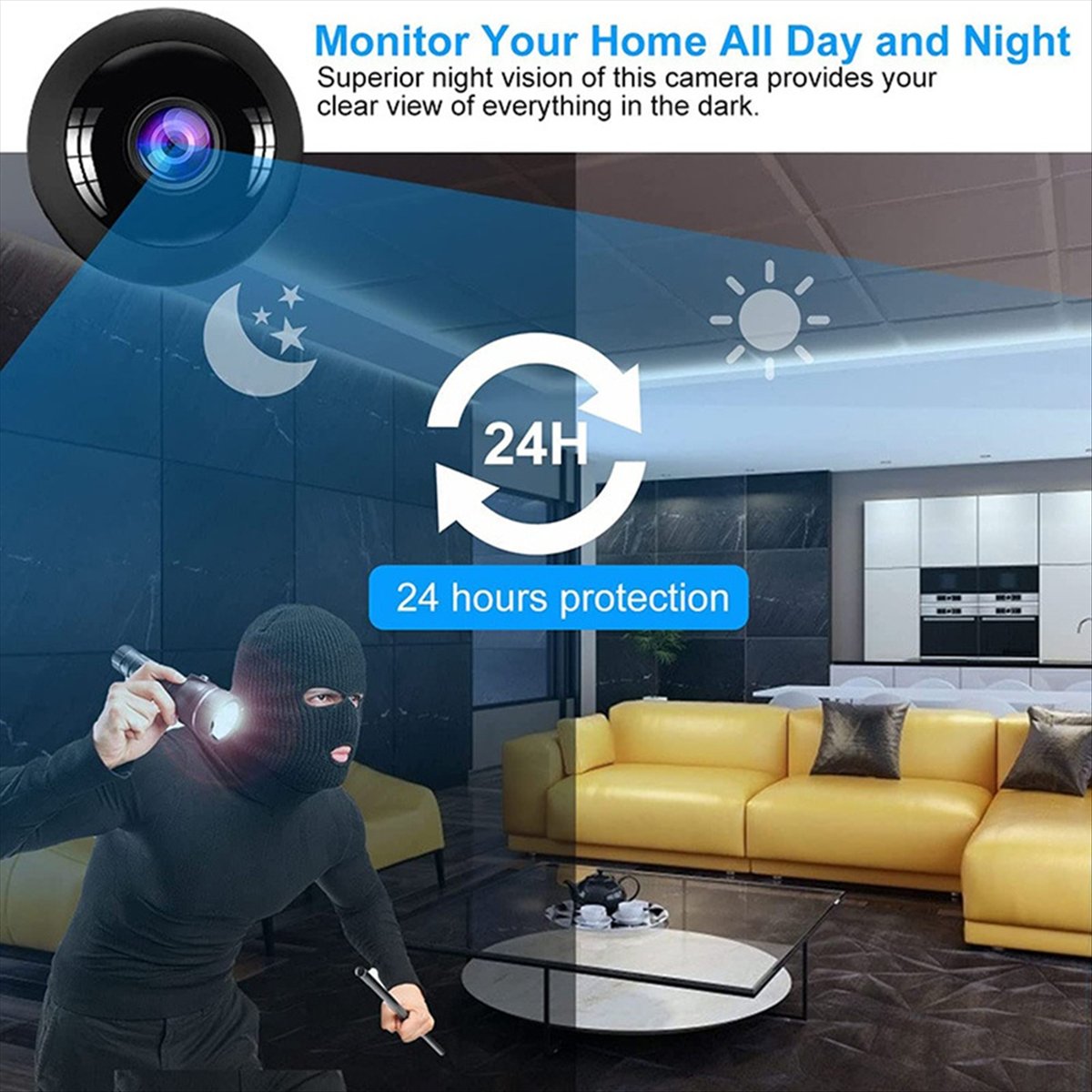 Smart Home Kamera - Stabiel-Fisheye HD Nachtzicht Smart Home Kleine