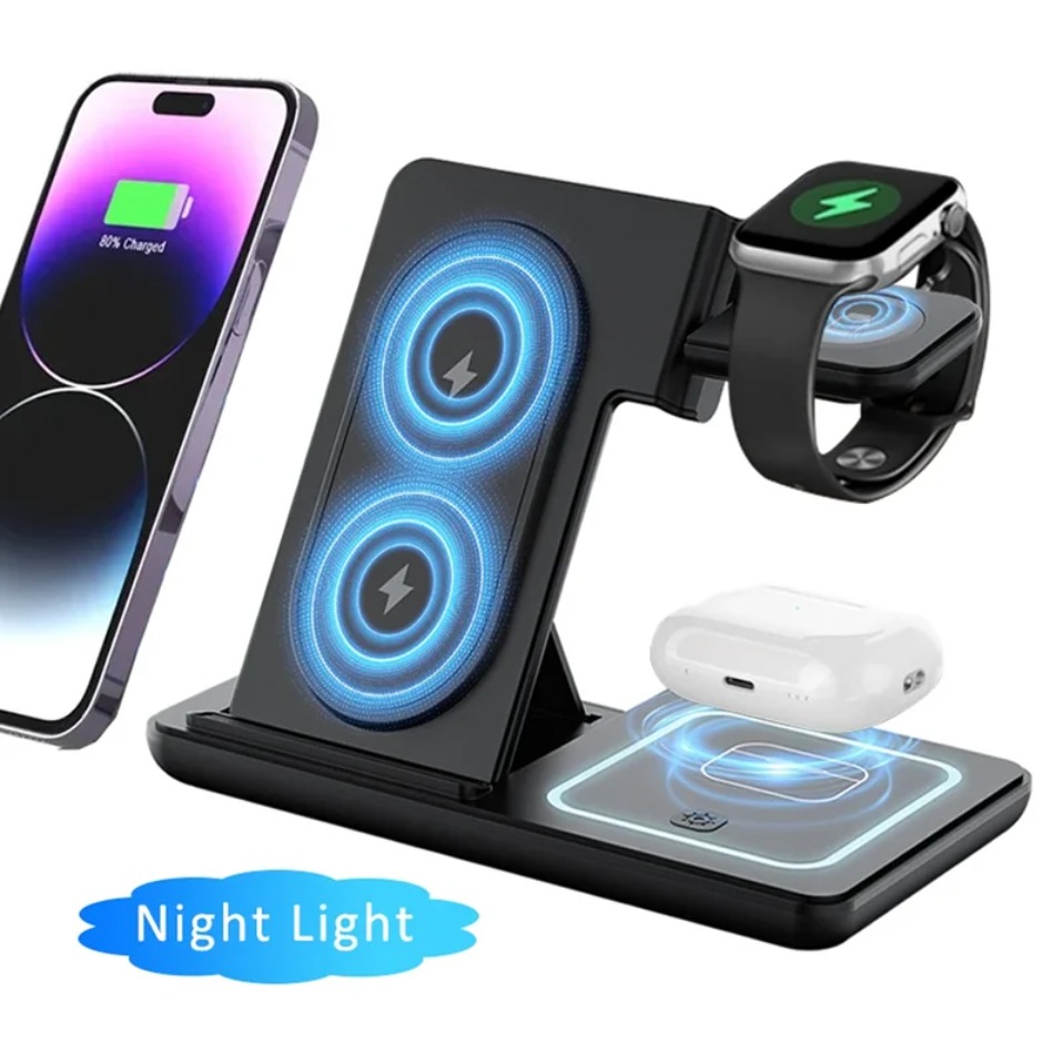 Smart Night Light - Nacht LED-lampje 3-in-1 draadloze oplader opvouwbare