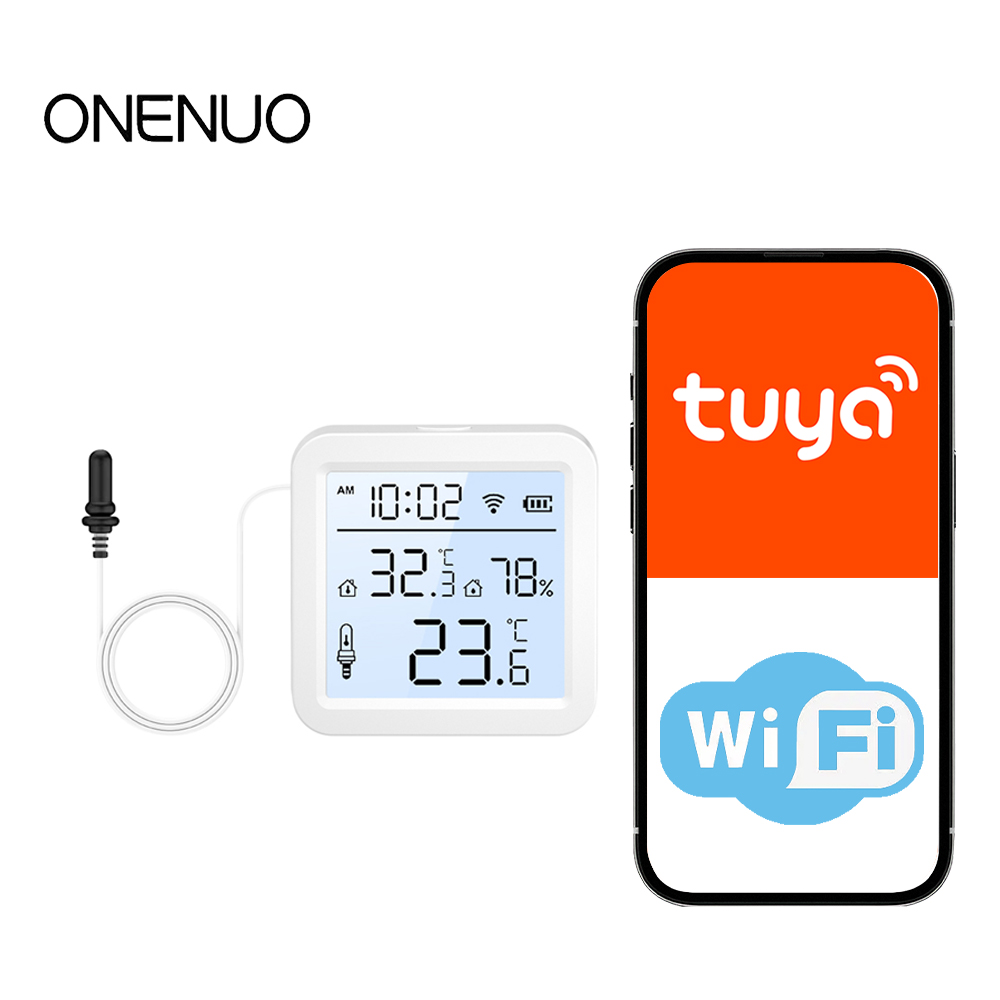 Wifi Thermostat - WiFi-vochtigheidstemperatuursensor met externe sonde Binnen/buiten Tuya
