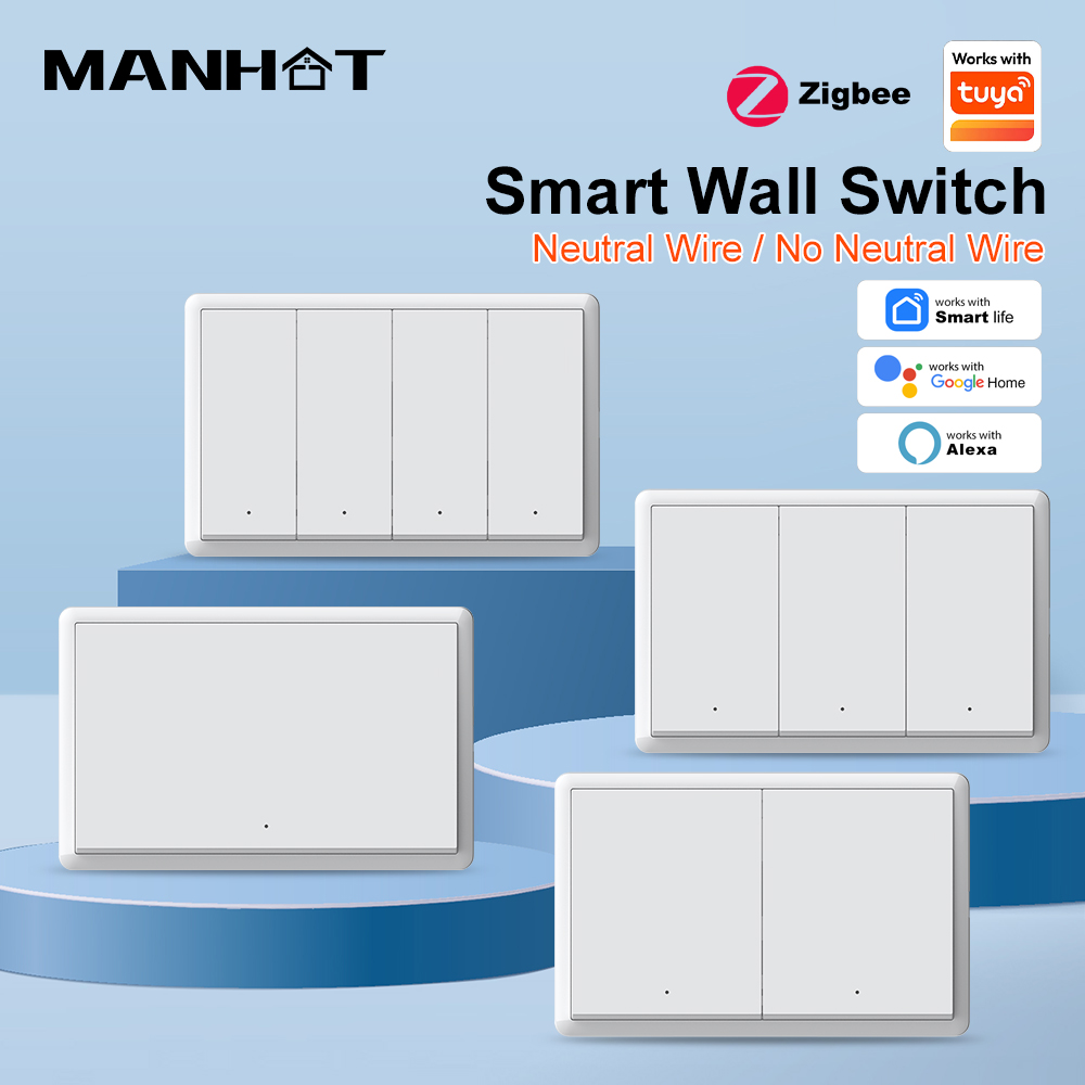 Smart Home Alexa - MANHOT ZigBee3.0 Smart Switch Geen neutrale