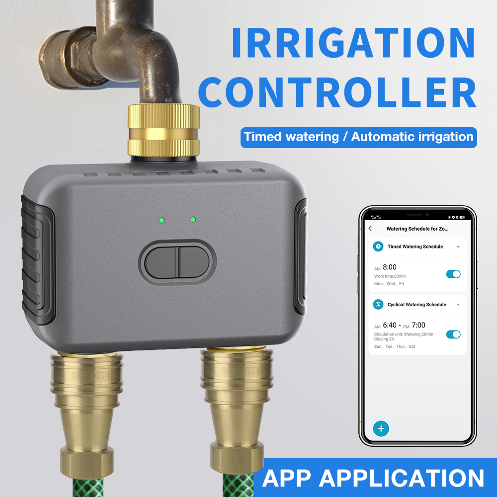 Smart Home Alexa - Tuya 2-zone besproeiingstimer Tuin Automatische irrigatiecontroller